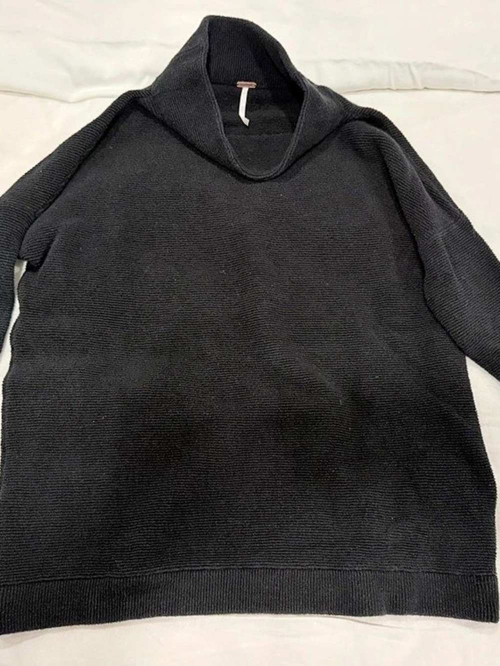 Free People Ottoman Slouchy Tunic Black Ribbed Turtleneck Sweater size S